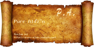 Purr Alán névjegykártya